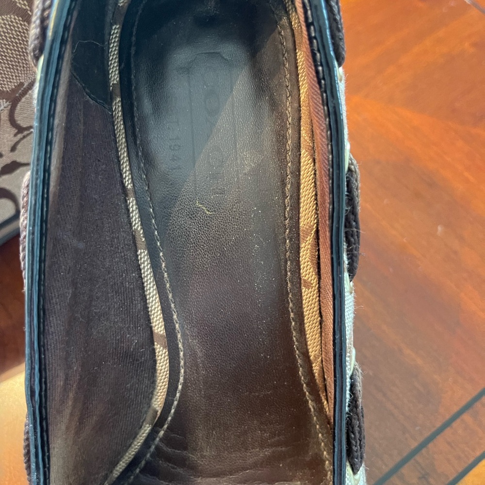 Coach Brown Signature Canvas Wedge Sandals - Picture 12 of 12
